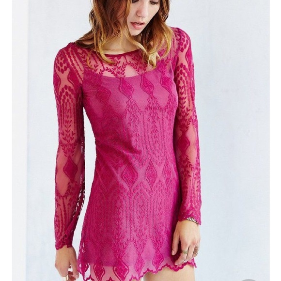 Urban Outfitters Dresses & Skirts - *FLASH SALE* UO Ecote Fushia Lace Overlay Dress